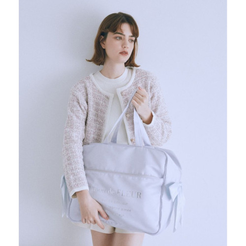 櫻花妹妹日系新款小清新銀色字母雙緞帶蝴蝶結待産瑜珈漫展旅行包