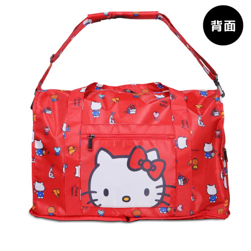 日本kitty貓卡通手提行李包 大容量可套拉桿收納袋折曡單肩大挎包