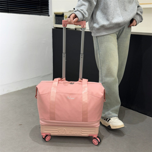 網紅拉桿包旅行袋萬向輪可拆卸可折曡可擴容出差待産收納包可登機