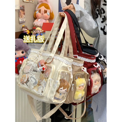 日系透明吧唧漫展痛包日常娃包單肩包女學生上課通勤托特包斜後後背包