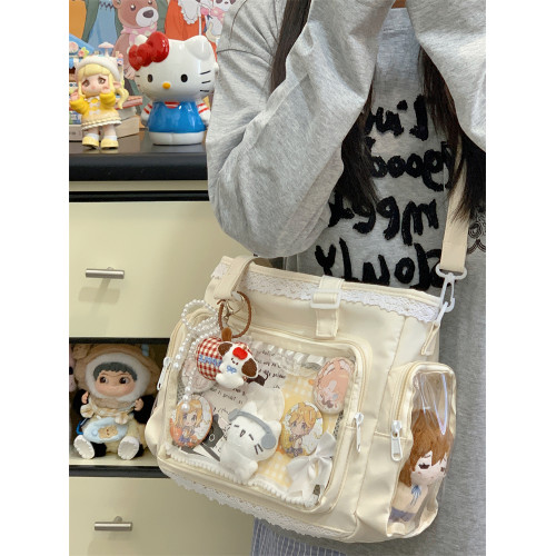 日系透明吧唧漫展痛包日常娃包單肩包女學生上課通勤托特包斜後後背包