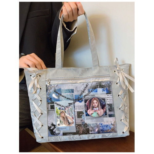 宋雨琦idle明星周邊痛包單肩包卡片徽章大容量手提包學院風學生女