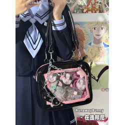 透明痛包女吧唧鏈條中食量通勤單肩斜後後背包二次元甜酷辣妹20cm娃包