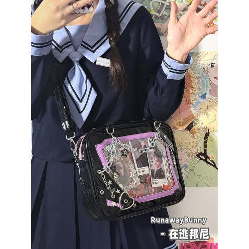 透明痛包女吧唧鏈條中食量通勤單肩斜後後背包二次元甜酷辣妹20cm娃包