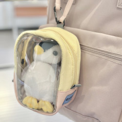 Qminica透明娃包小食量痛包手提包棉花娃娃展示包手機包旅行收納