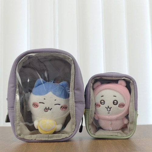 Qminica透明娃包小食量痛包手提包棉花娃娃展示包手機包旅行收納