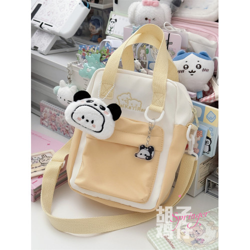 可愛甜妹透明痛包女韓版簡約百搭兩面背小包包少女學生霤娃斜後後背包