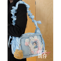 韓版可愛軟妹學生單肩包包女日系二次元少女透明痛包高顔值斜後後背包