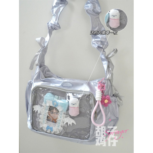 韓版可愛軟妹學生單肩包包女日系二次元少女透明痛包高顔值斜後後背包
