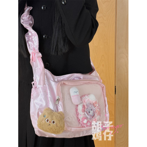 韓版可愛軟妹學生單肩包包女日系二次元少女透明痛包高顔值斜後後背包