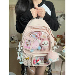 2025新款學生大容量雙肩包日系二次元漫展書包透明吧唧痛包娃包