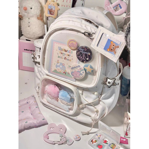 2025新款學生大容量雙肩包日系二次元漫展書包透明吧唧痛包娃包