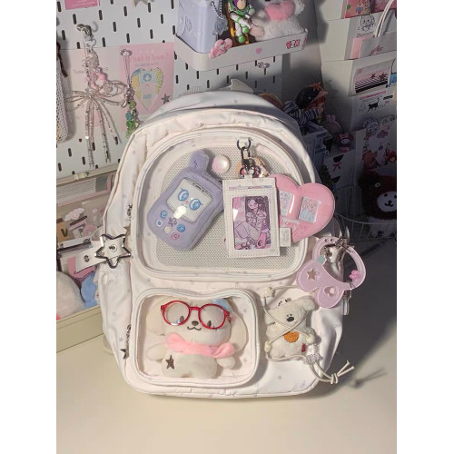 2025新款學生大容量雙肩包日系二次元漫展書包透明吧唧痛包娃包