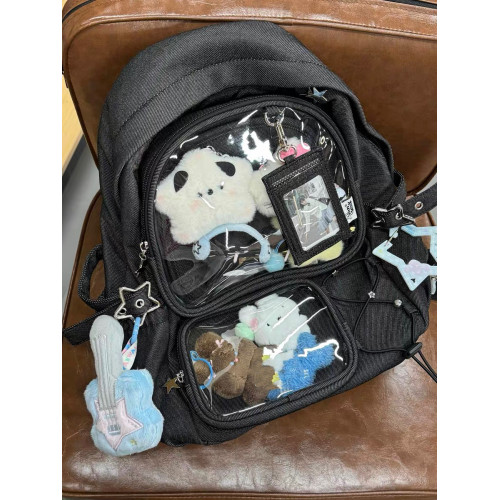 2025新款學生大容量雙肩包日系二次元漫展書包透明吧唧痛包娃包