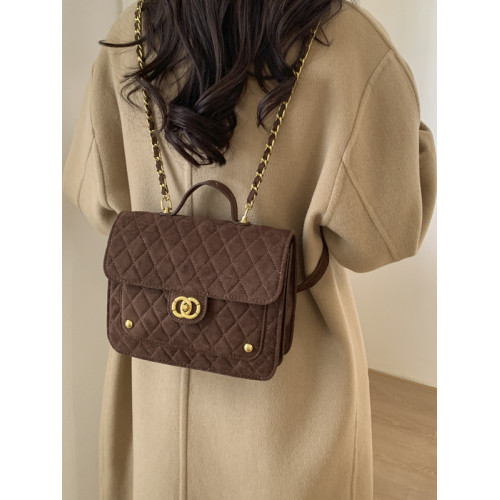 復古菱格雙肩包女2025秋冬新款潮高級感洋氣小香風鏈條包通勤後後背包