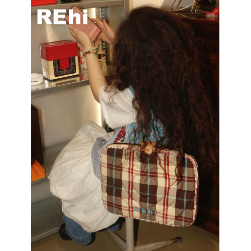 REHi「愛心儲存」編織刺綉防摔電腦包16寸筆電包 加厚海綿保護 手提單肩兩用 日常休閒通勤