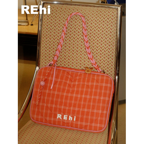 REHi「愛心儲存」編織刺綉防摔電腦包16寸筆電包 加厚海綿保護 手提單肩兩用 日常休閒通勤