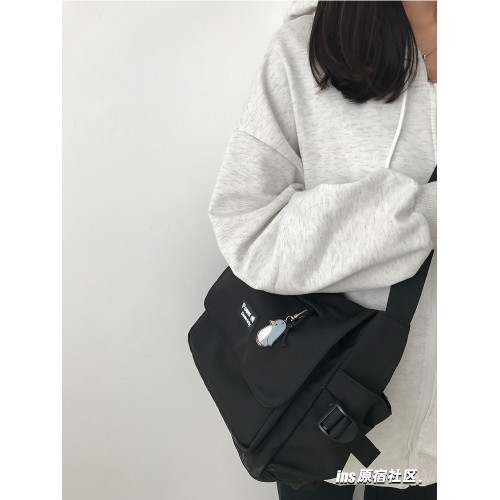 ins風工裝大容量斜後後背包男士女學生上課包可放書日系休閒單肩包包