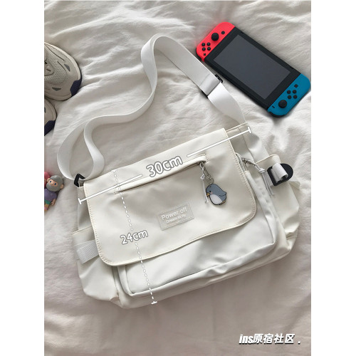 ins風工裝大容量斜後後背包男士女學生上課包可放書日系休閒單肩包包