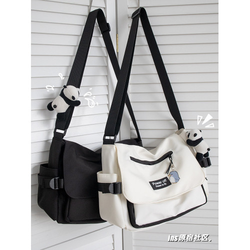 ins風工裝大容量斜後後背包男士女學生上課包可放書日系休閒單肩包包