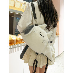 新創意爆款魔鬼魚雙肩包百搭大容量玩偶後後背包可愛卡通單肩斜後後背包包