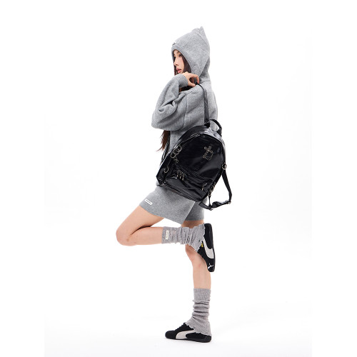 暗黑龐克穿刺鉚釘潮復古甜酷辣妹雙肩包女大學生書包輕便迷你後後背包