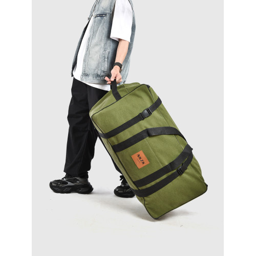 帆布大容量航空托運包折曡帶輪子旅行包搬家袋打工出國畱學行李包