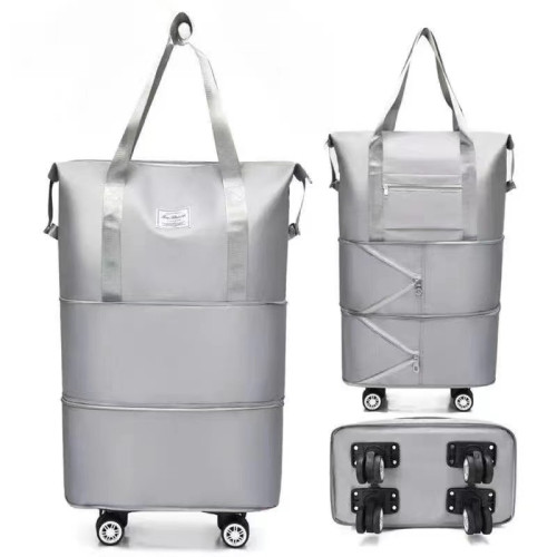 萬向輪旅行包2024年新款可攜式手拉行李袋帶滑輪收納包大容量健身包