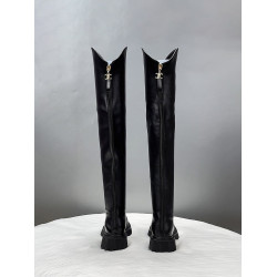 真皮過膝長筒靴女2025新款秋冬季V口顯瘦彈力瘦腿長靴高筒騎士靴