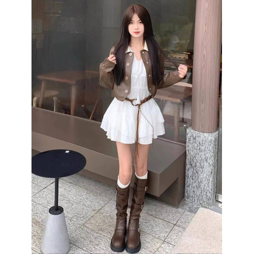 2026新款厚底西部牛仔騎士靴女冬不過膝復古美拉德風長筒靴馬丁靴