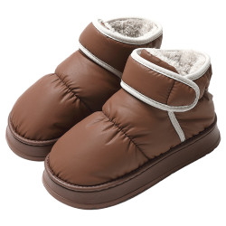 高幫棉拖鞋女款2026新款包跟保暖厚底防滑PU皮防水雪地靴女士外穿