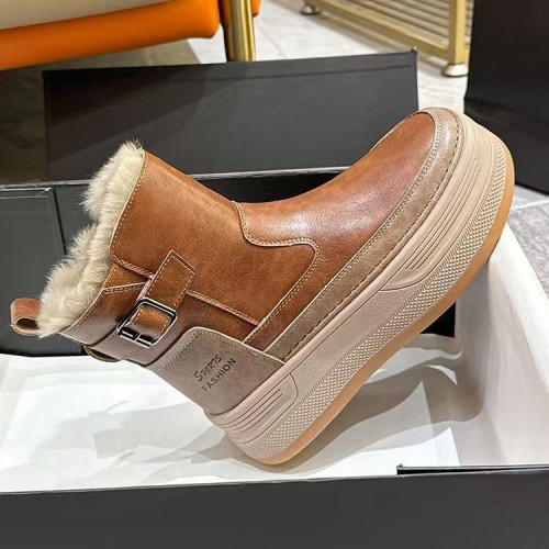 東北厚底雪地靴女冬季2026年新款羊皮毛一體短筒靴加厚保暖棉鞋子