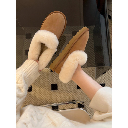 東北短靴雪地靴女冬皮毛一體2026年新款一腳蹬懶人毛毛鞋加絨棉鞋