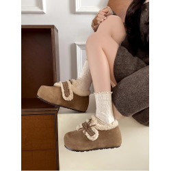 ins超火毛絨勃肯鞋女款2025新款冬季加絨保暖棉鞋厚底增高雪地靴