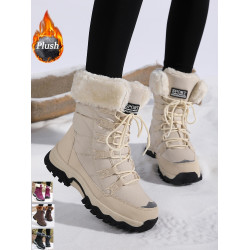 雪鄕雪地靴女2025新款冬季保暖加絨加厚防寒防滑東北戶外滑雪棉鞋