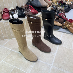 FQ3 實拍THE BULAGE秋冬圓頭中跟不過膝靴女百搭騎士靴休閒瘦瘦靴