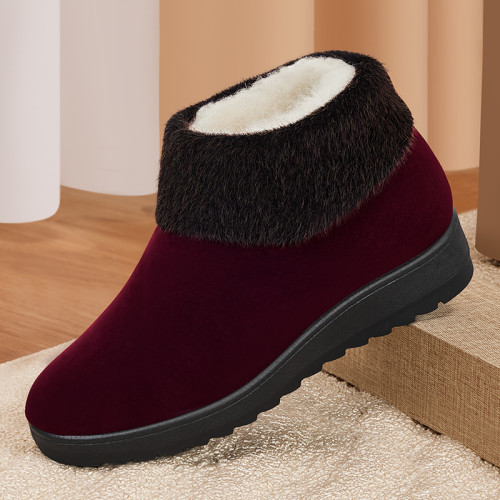 老人棉鞋女冬加絨保暖防滑老北京布鞋中老年加厚羊毛媽媽新款棉靴