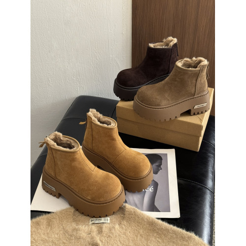 賈不假雪地靴女款2026新款春季爆款毛毛厚底加絨加厚保暖棉鞋短靴