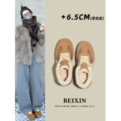 小個子厚底內增高雪地靴女2025冬季新款加絨加厚保暖棉鞋德訓鞋子