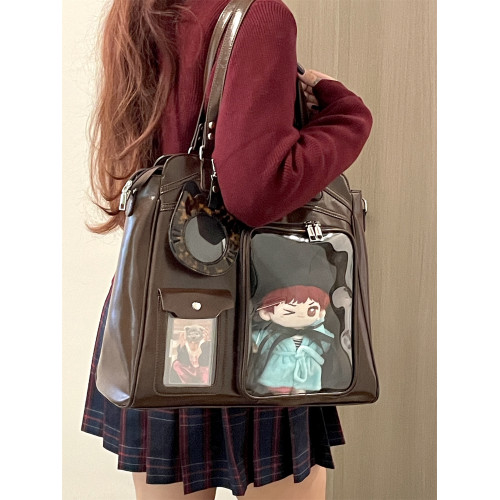 錢一波痛包｜巧克力棕20cm娃包追星演唱會藏支架大食量單肩雙肩包