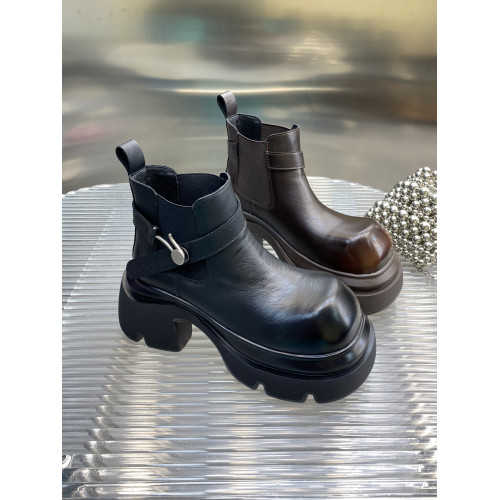 【斷碼清版】2026秋冬季新款真皮厚底復古英倫風菸筒靴短靴子女鞋