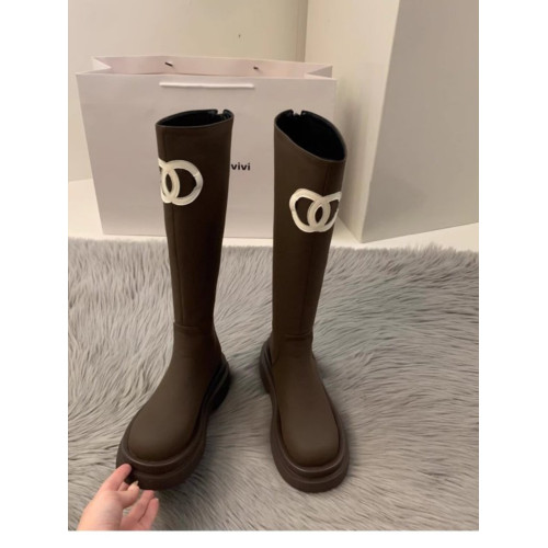 2025秋季新款小香風長靴女厚底顯瘦長筒靴不過膝騎士靴高筒時裝靴