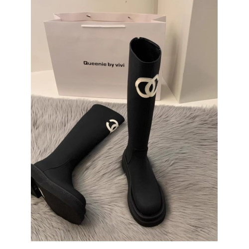 2025秋季新款小香風長靴女厚底顯瘦長筒靴不過膝騎士靴高筒時裝靴