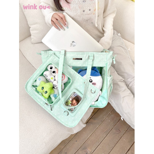 winkouv小食量外出波點痛包日常款裝娃大容量追星托特包20cm娃包