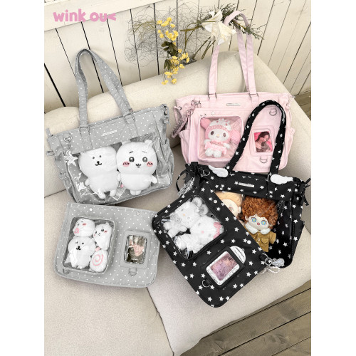 winkouv小食量外出波點痛包日常款裝娃大容量追星托特包20cm娃包