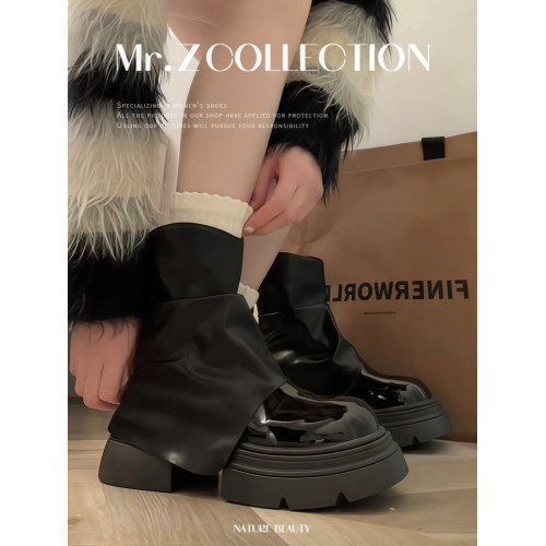 爆款白色靴子女2025春秋新款配裙子增高褲琯靴厚底短靴顯瘦堆堆靴 爆款白色靴子女2025春秋新款配裙子增高褲琯靴厚底短靴顯瘦堆堆靴