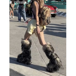 小衆辣妹高筒毛毛靴子女2025年冬季新款亞文化加絨厚底長筒雪地靴