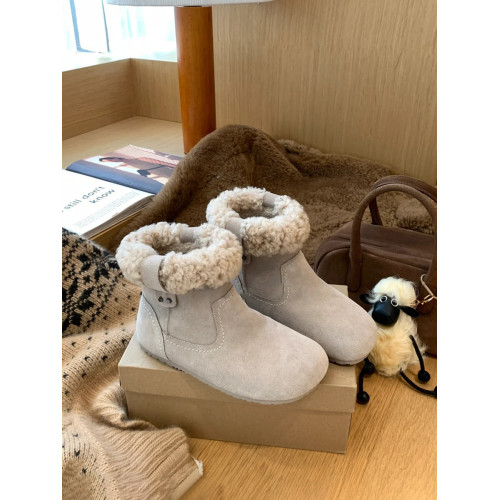 雪地靴女款圓頭毛毛短靴2026新款冬季棉鞋保暖毛絨絨加絨勃肯靴女