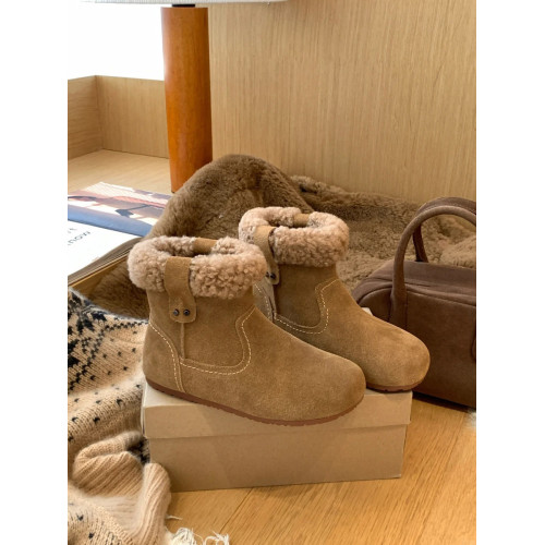 雪地靴女款圓頭毛毛短靴2026新款冬季棉鞋保暖毛絨絨加絨勃肯靴女