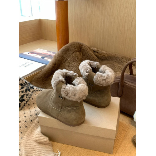 雪地靴女款圓頭毛毛短靴2026新款冬季棉鞋保暖毛絨絨加絨勃肯靴女